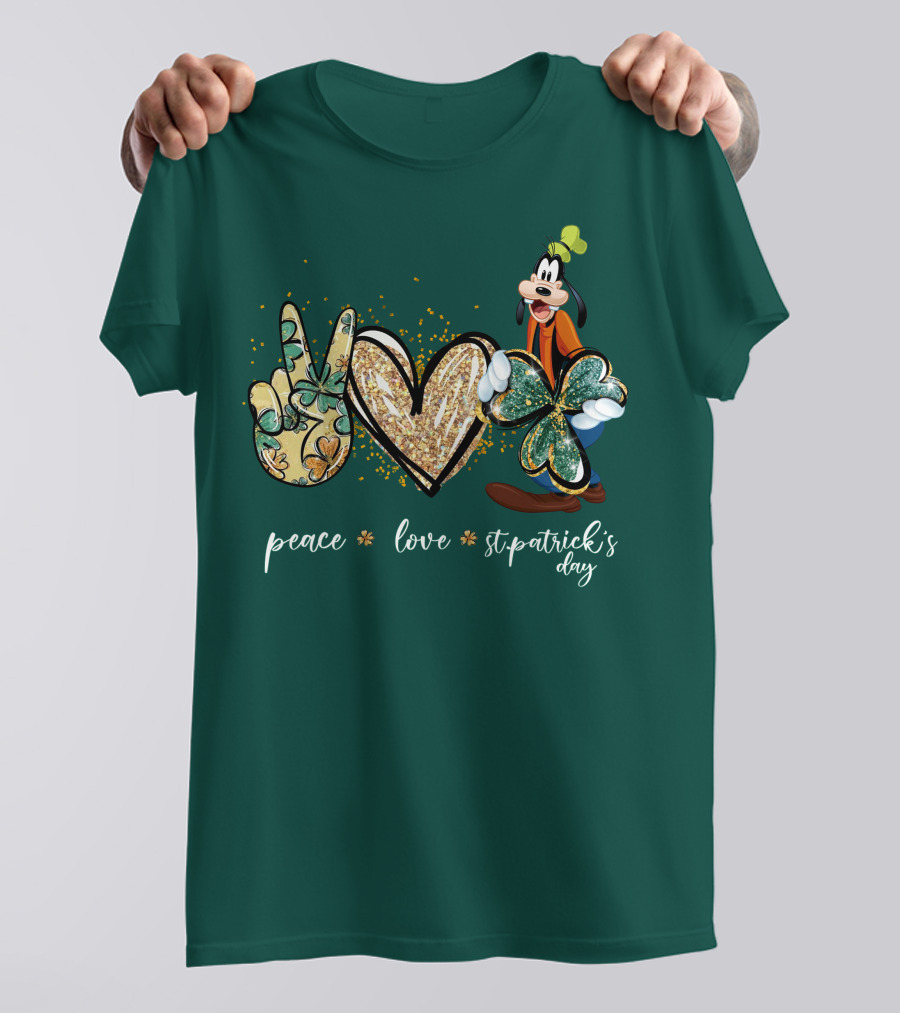 Goofy Peace Love St. Patrick's Day T-Shirt