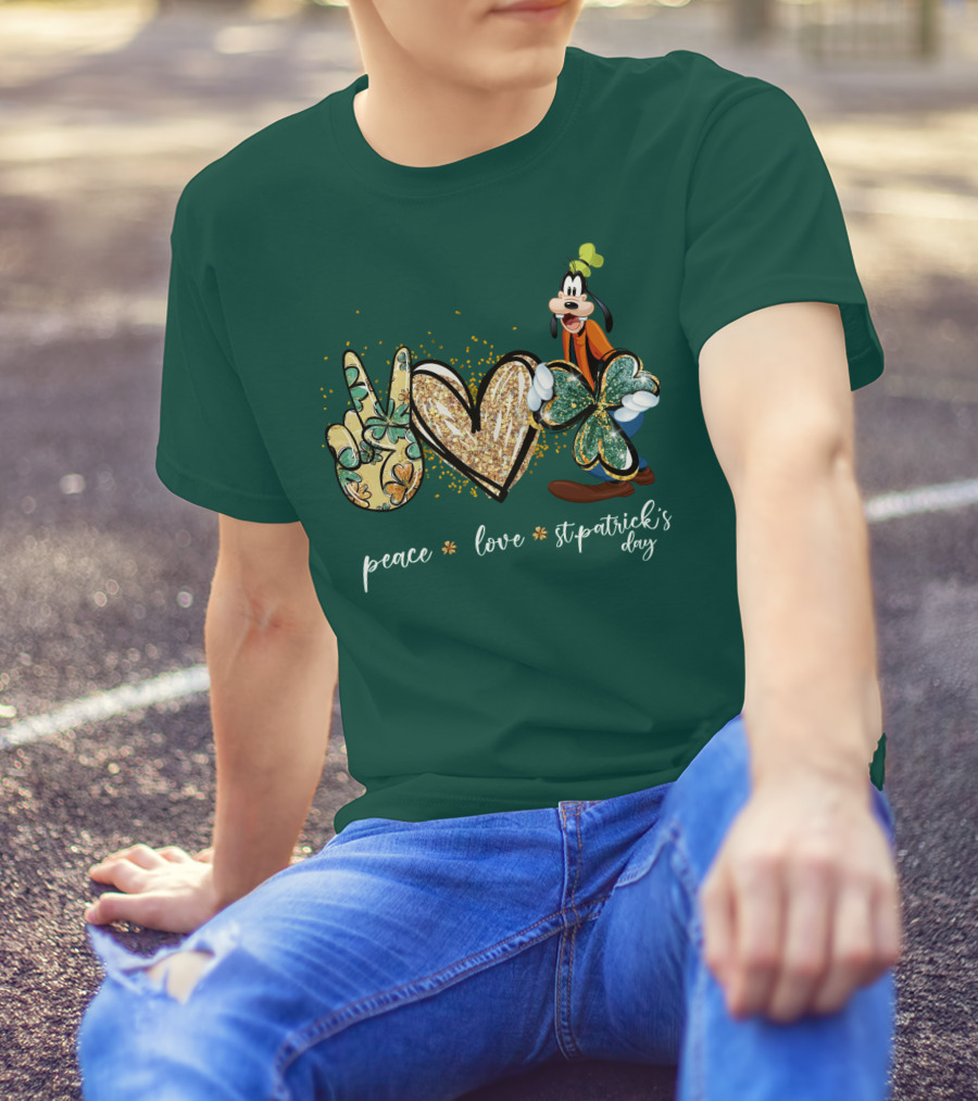 Goofy Peace Love St. Patrick's Day T-Shirt
