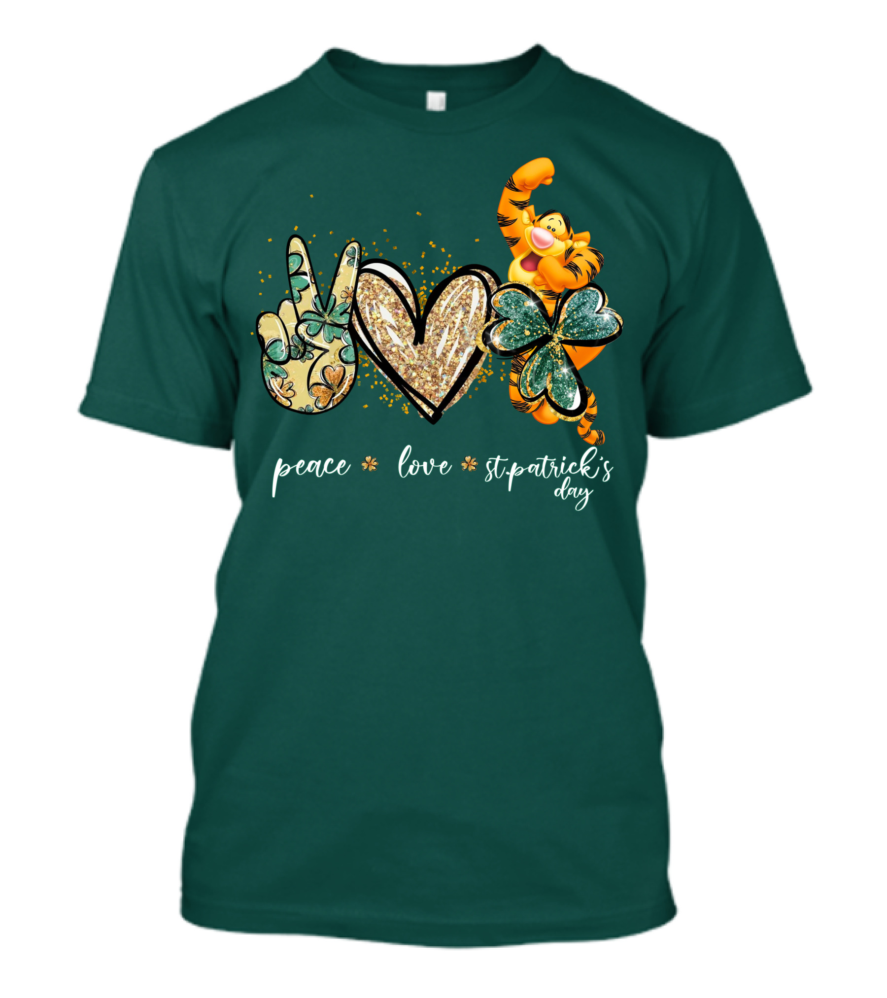 Tigger Peace Love St. Patrick's Day T-Shirt