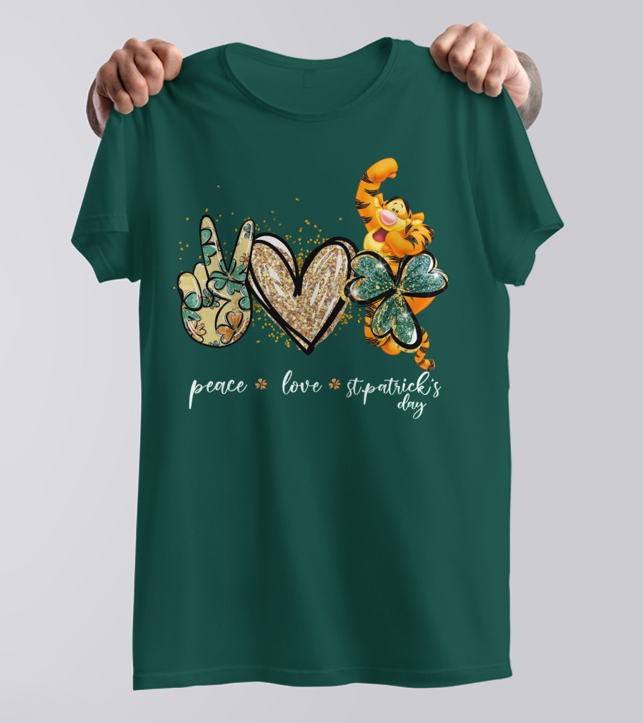 Tigger Peace Love St. Patrick's Day T-Shirt