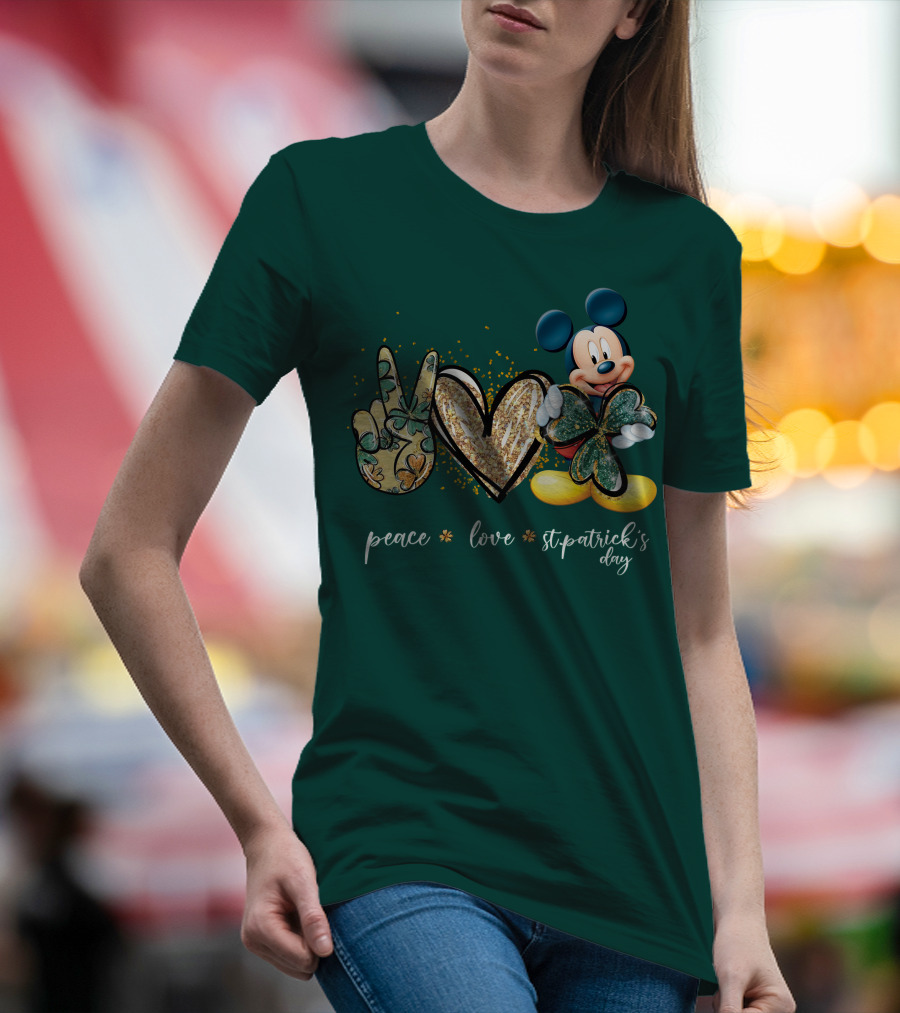 Peace Love St. Patrick's Day Mickey T-Shirt