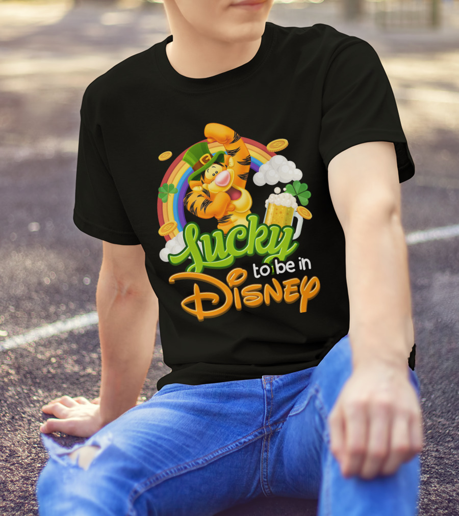 Lucky To Be In Disney Tigger Rainbow Clover St. Patrick's Celebration T-Shirt