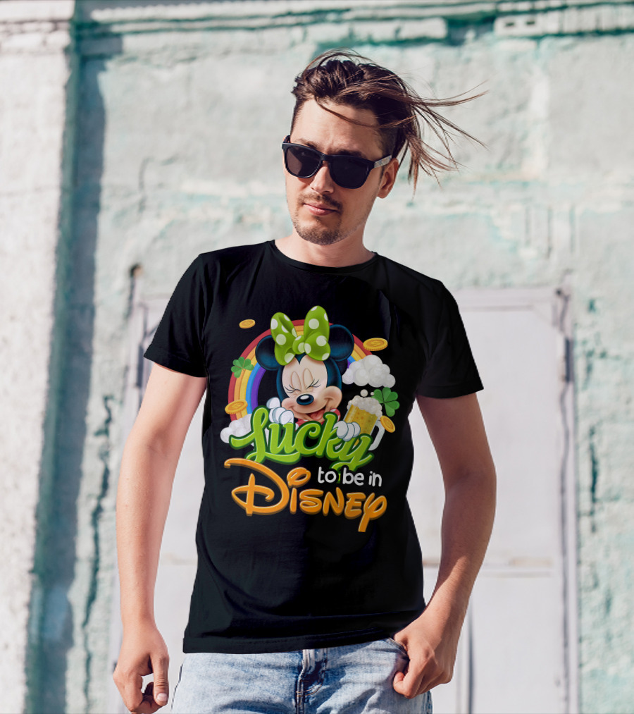 Lucky To Be In Disney Minnie Rainbow Coins T-Shirt