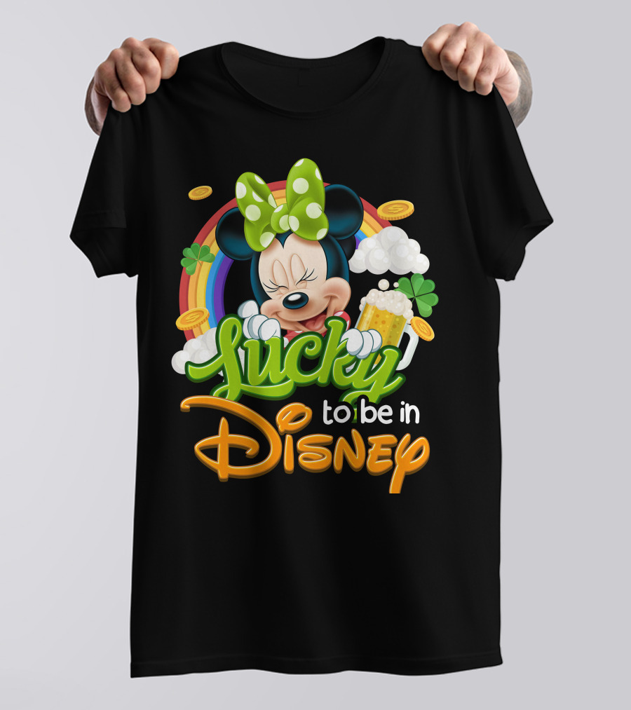 Lucky To Be In Disney Minnie Rainbow Coins T-Shirt
