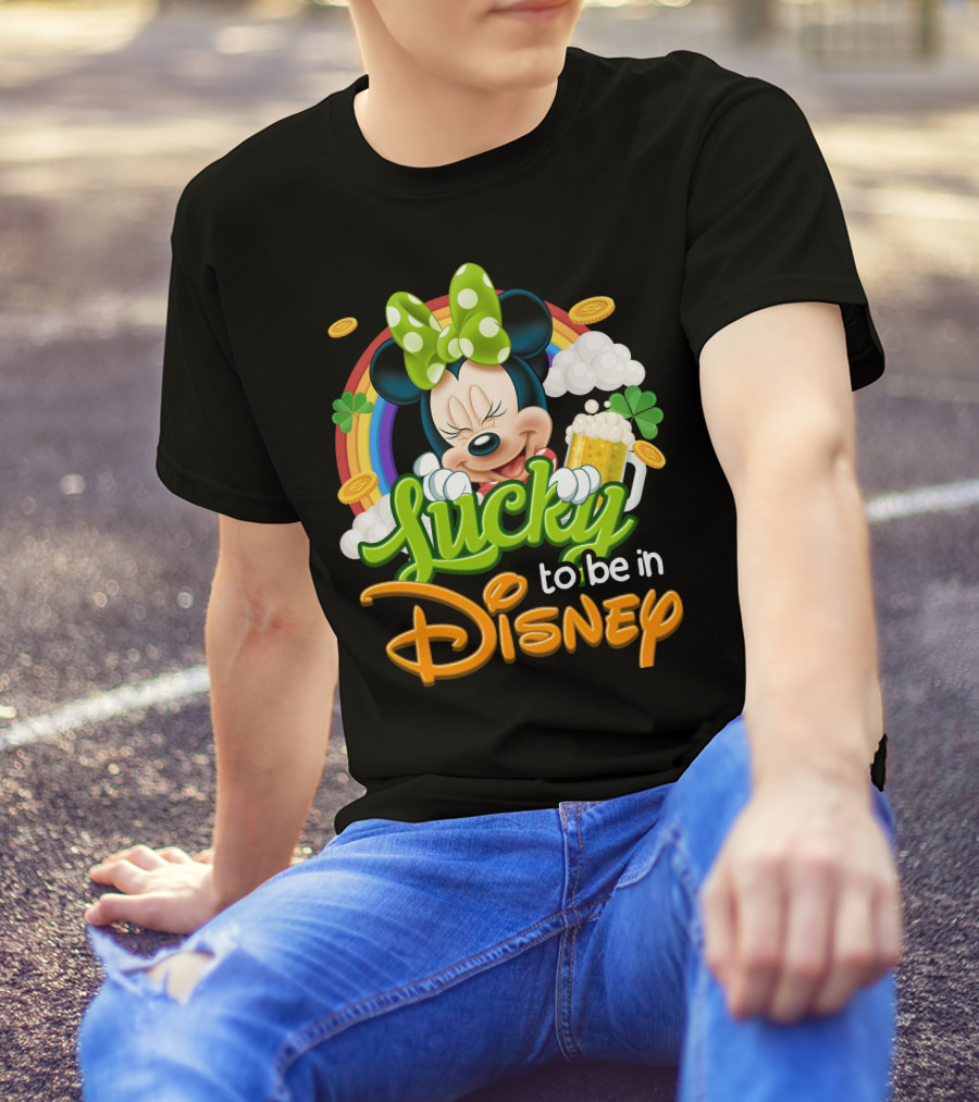 Lucky To Be In Disney Minnie Rainbow Coins T-Shirt