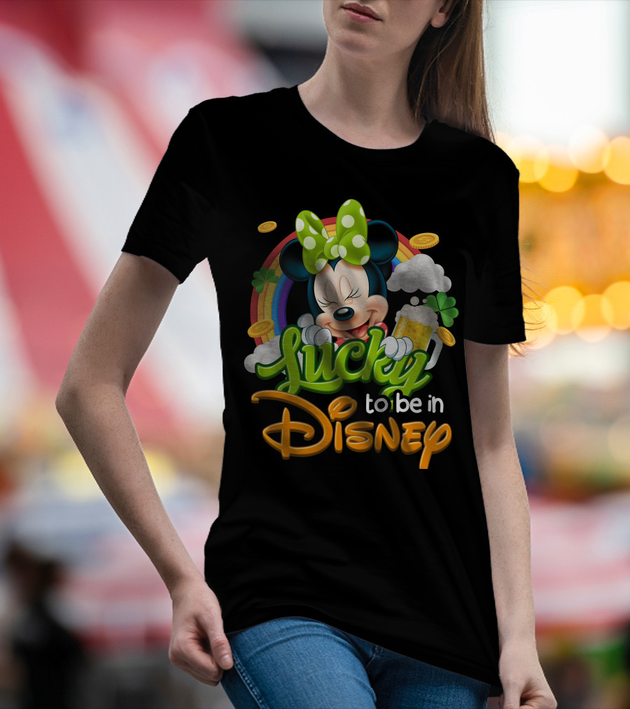 Lucky To Be In Disney Minnie Rainbow Coins T-Shirt