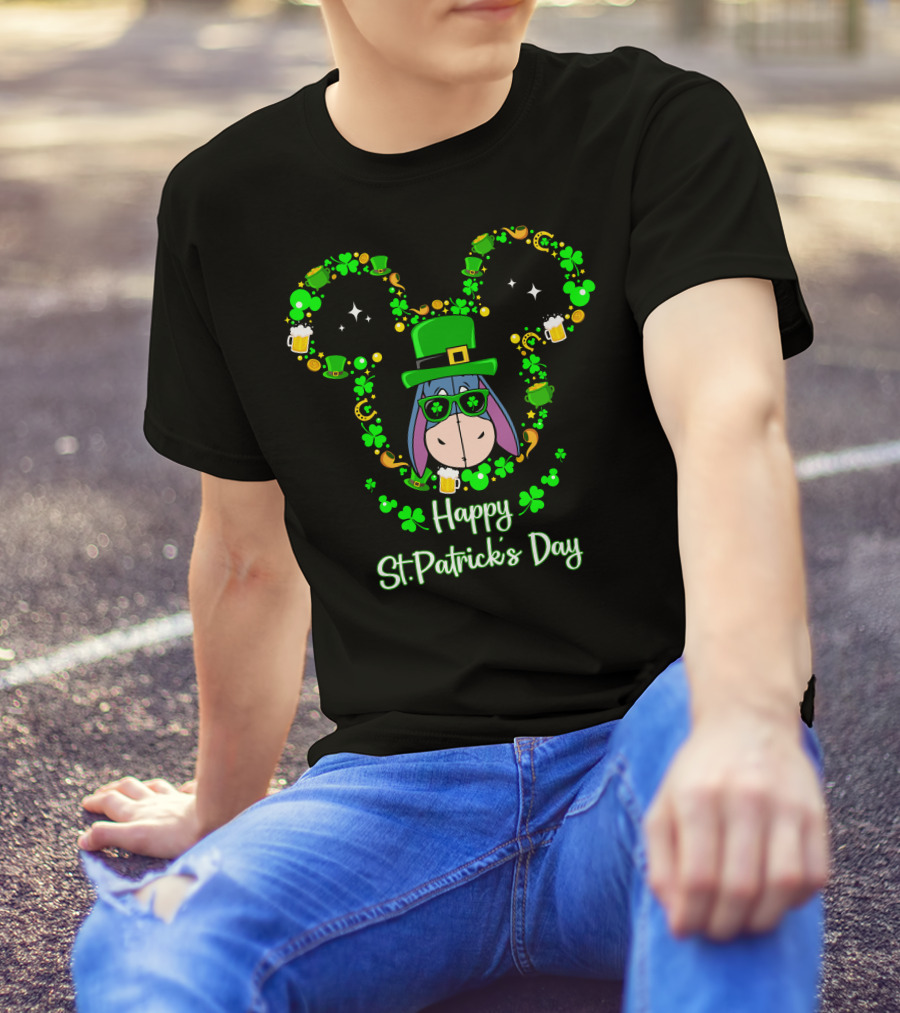 Eeyore Happy St. Patrick's Day Clover Hat T-Shirt