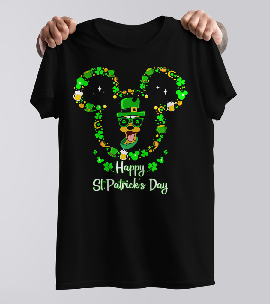 Happy St. Patrick's Day Pluto Lucky Clover Hat And Green Beer T-Shirt