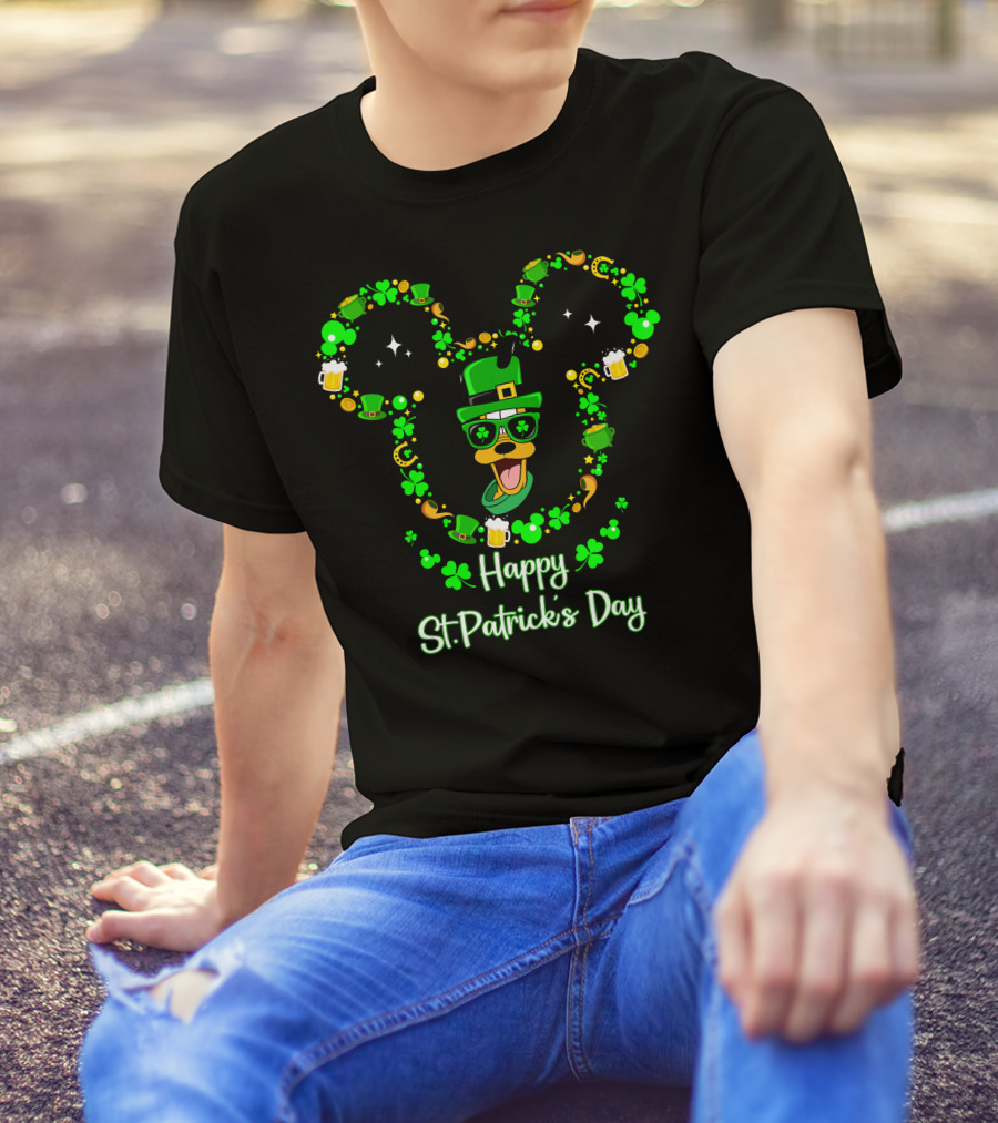 Happy St. Patrick's Day Pluto Lucky Clover Hat And Green Beer T-Shirt