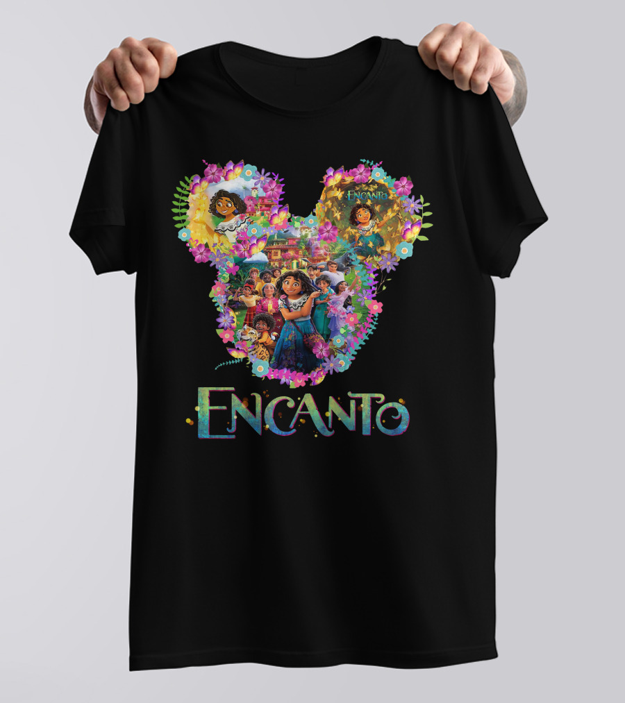 Encanto Disney Mirabel Mickey Mouse Head Floral Collage T-Shirt