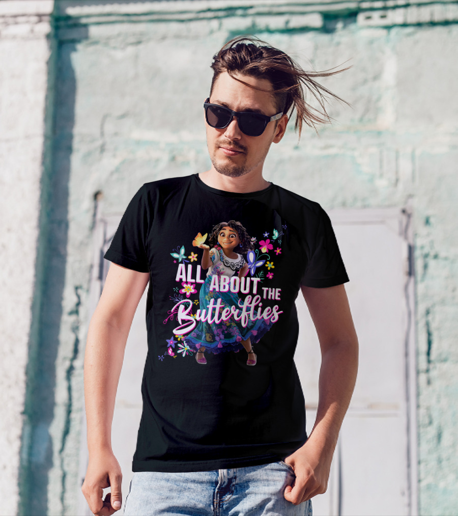 All About The Butterflies Colorful Floral Character T-Shirt
