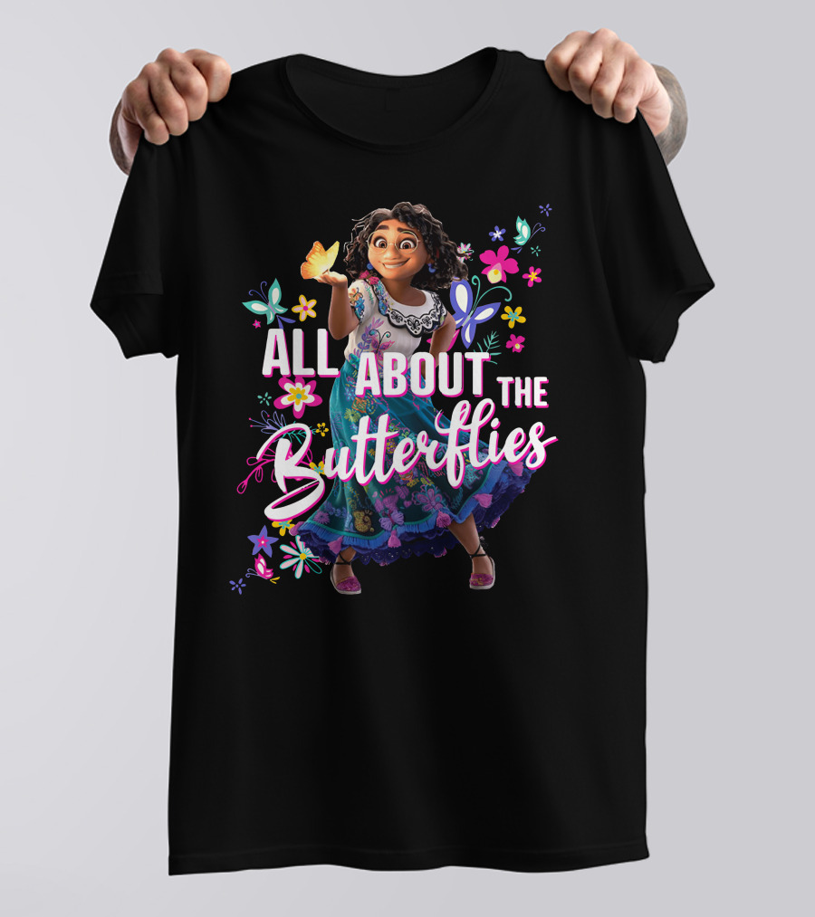All About The Butterflies Colorful Floral Character T-Shirt