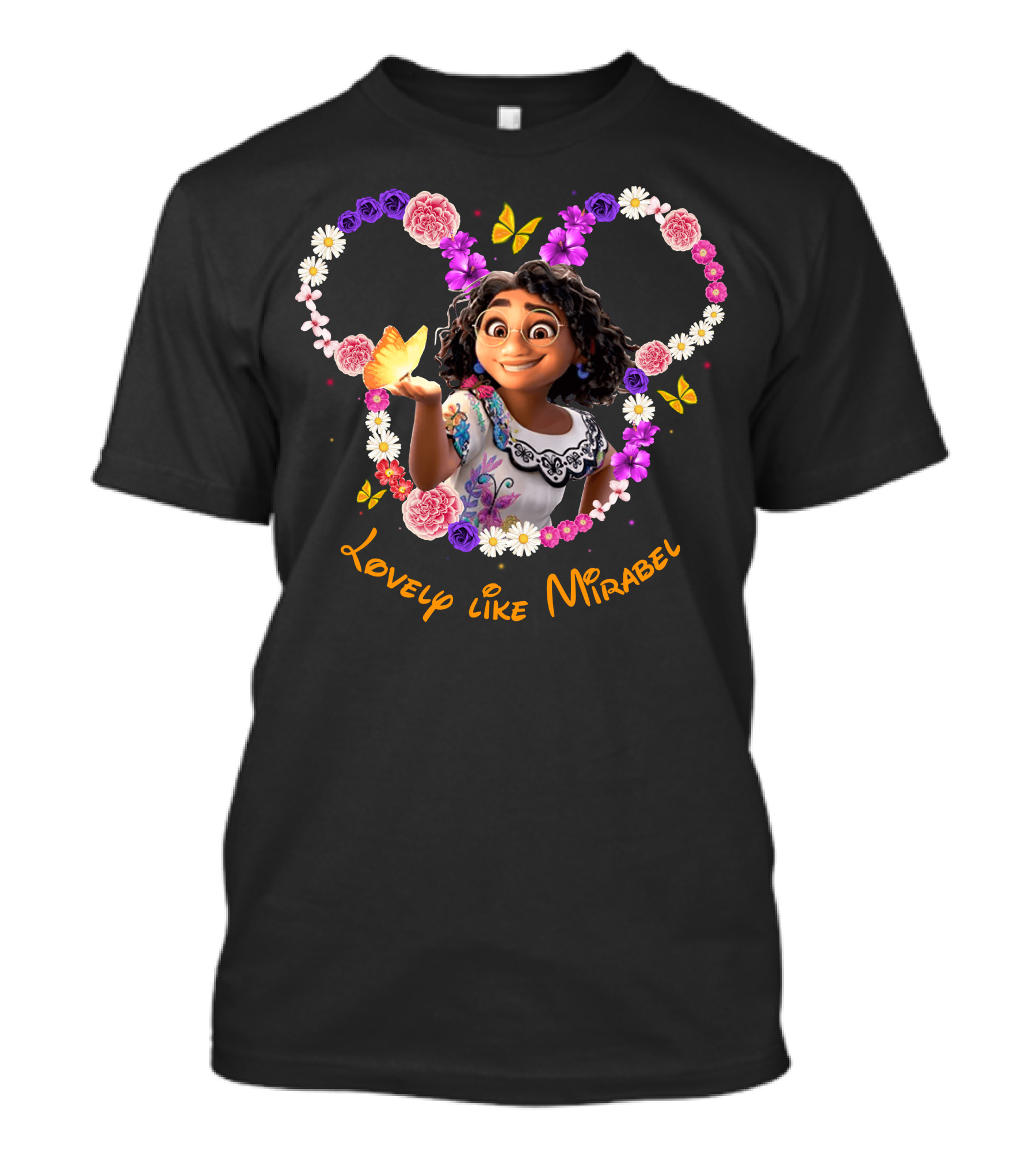 Lovely Like Mirabel Butterfly And Flowers Heart T-Shirt