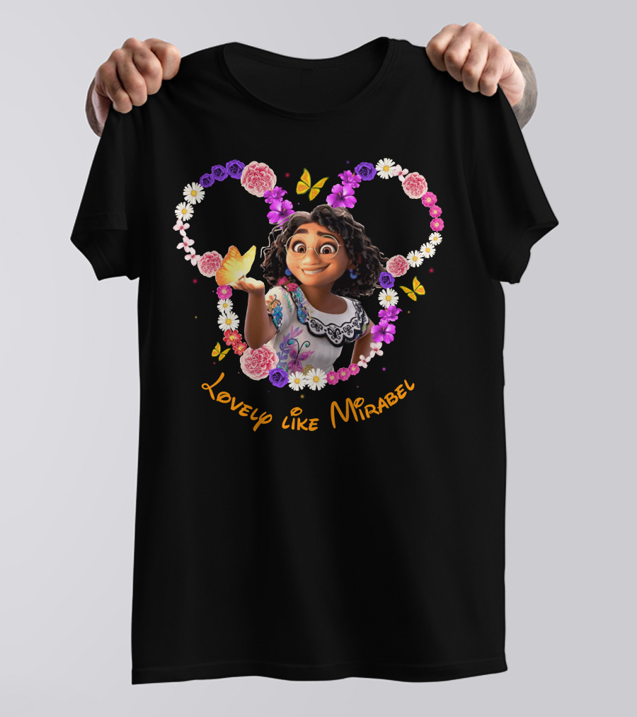 Lovely Like Mirabel Butterfly And Flowers Heart T-Shirt