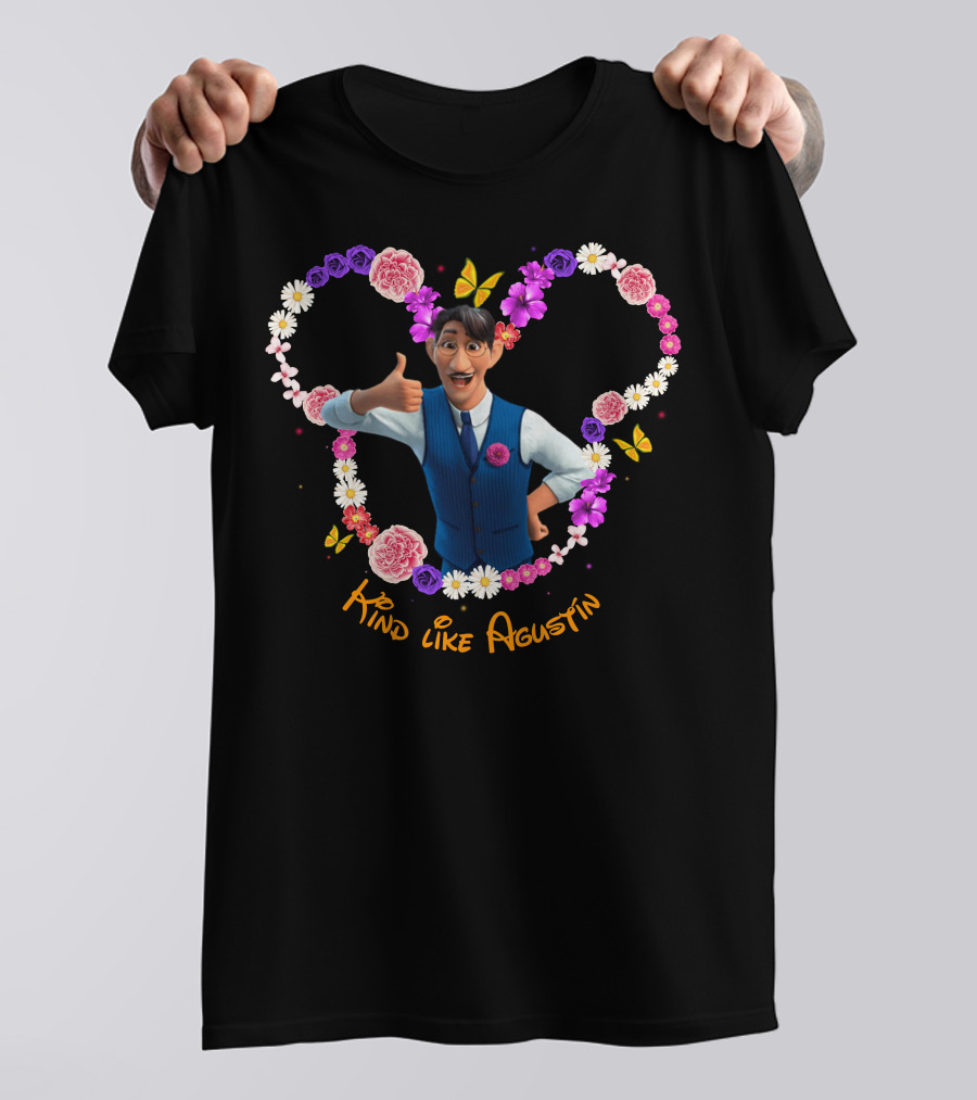 Kind Like Agustín Flowers And Butterflies Heart T-Shirt