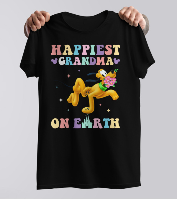 Happiest Grandma On Earth Pluto Disney Castle T-Shirt