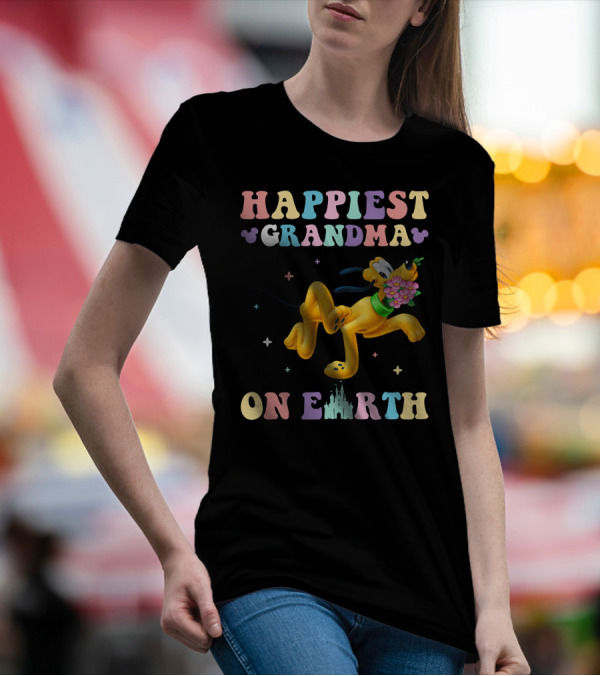 Happiest Grandma On Earth Pluto Disney Castle T-Shirt