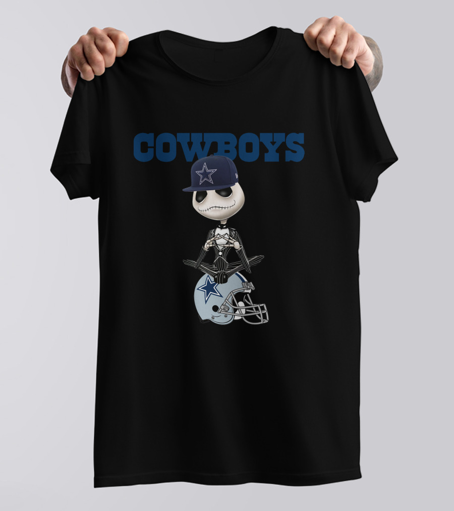 COWBOYS Jack Skellington Dallas Cowboys Helmet Hat T-Shirt