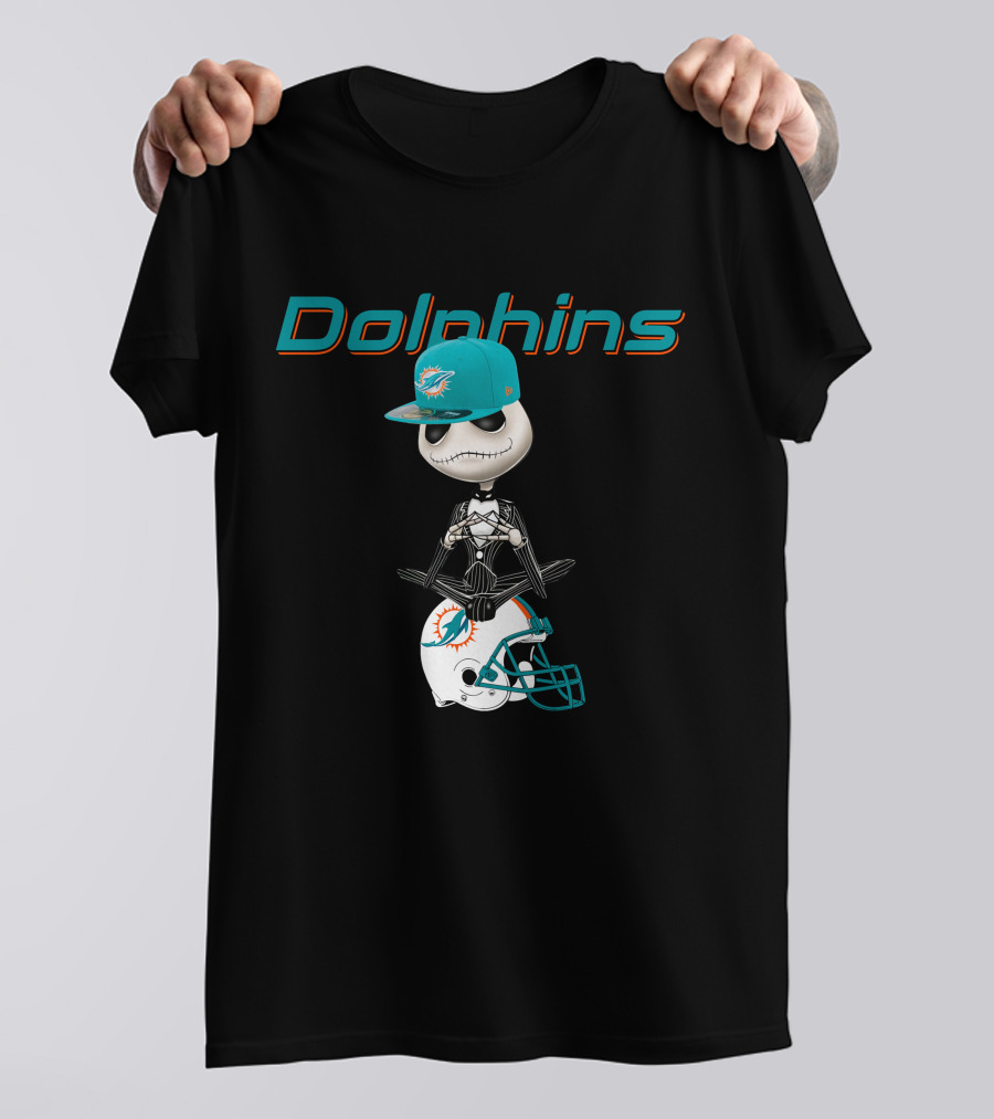 Dolphins Jack Skellington Miami Football Fusion T-Shirt