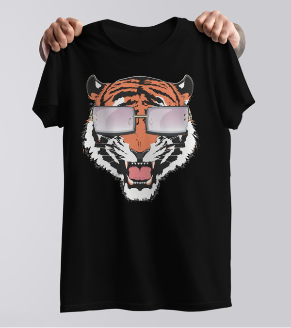 Cincinnati Bengals Tiger Head In Sunglasses T-Shirt