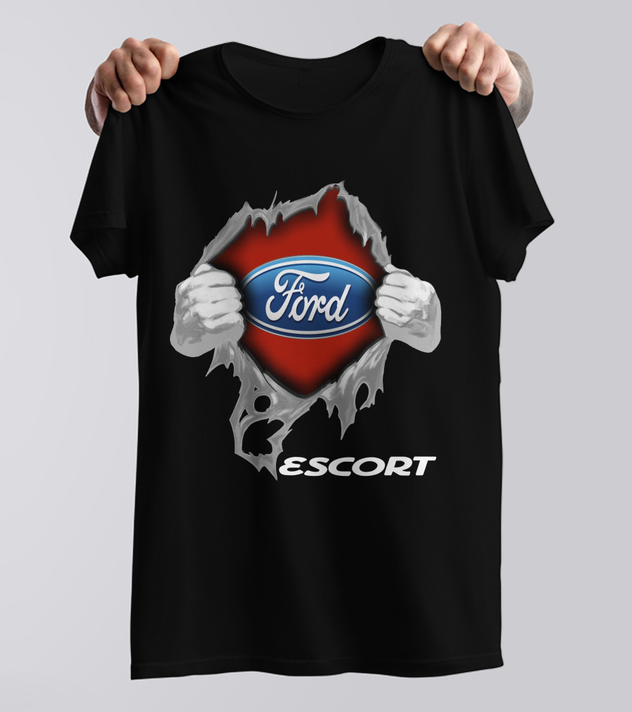 Ford Escort 01 Logo Display With Torn Effect T-Shirt