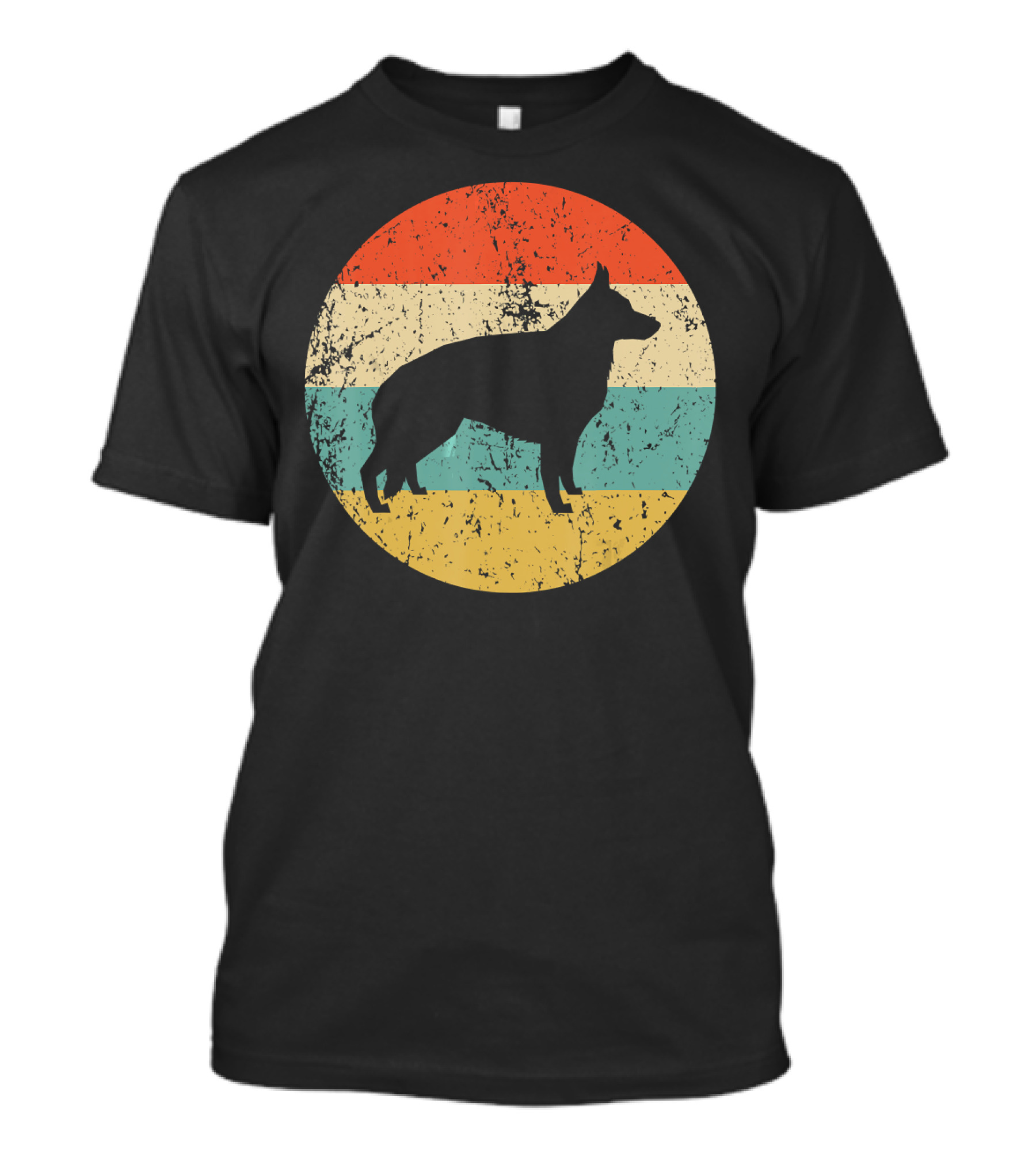 German Shepherd Retro Vintage Silhouette Stripes T-Shirt