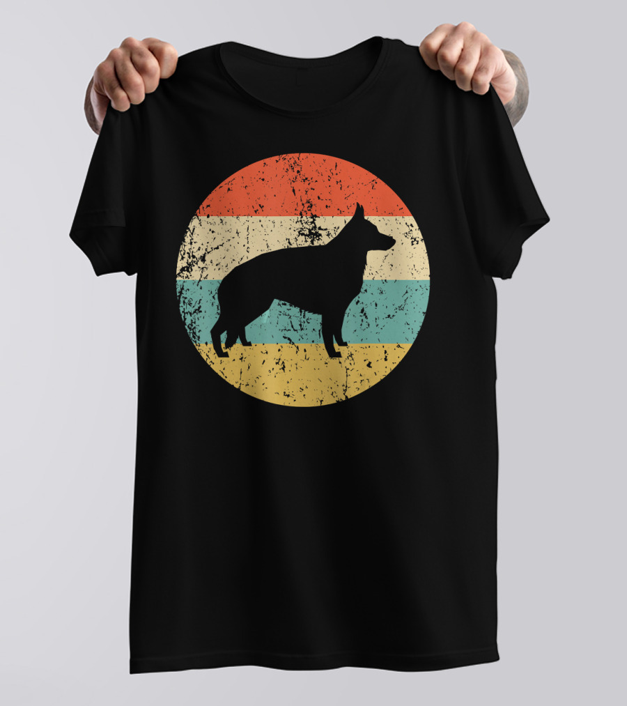 German Shepherd Retro Vintage Silhouette Stripes T-Shirt