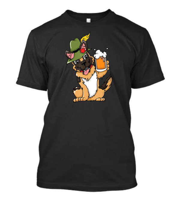 German Shepherd Dog Holding Beer Oktoberfest Hat T-Shirt