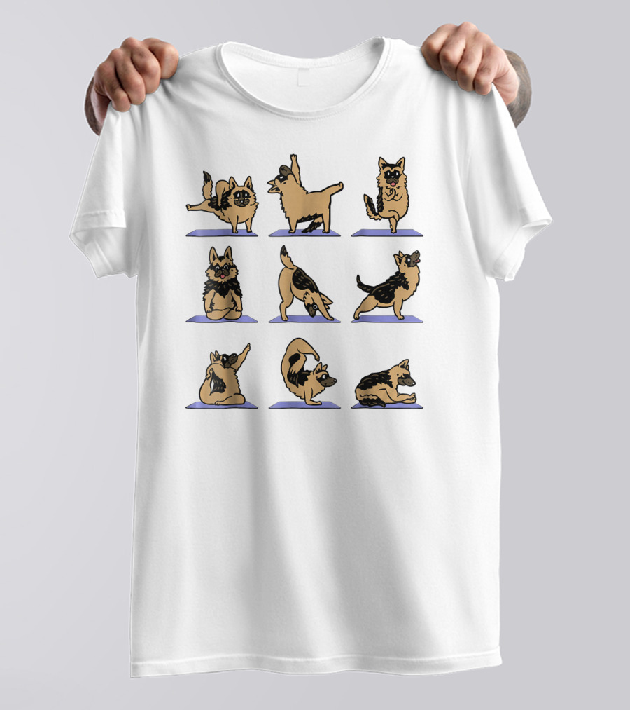 German Shepherd Yoga Positions By Huebucket T-Shirt