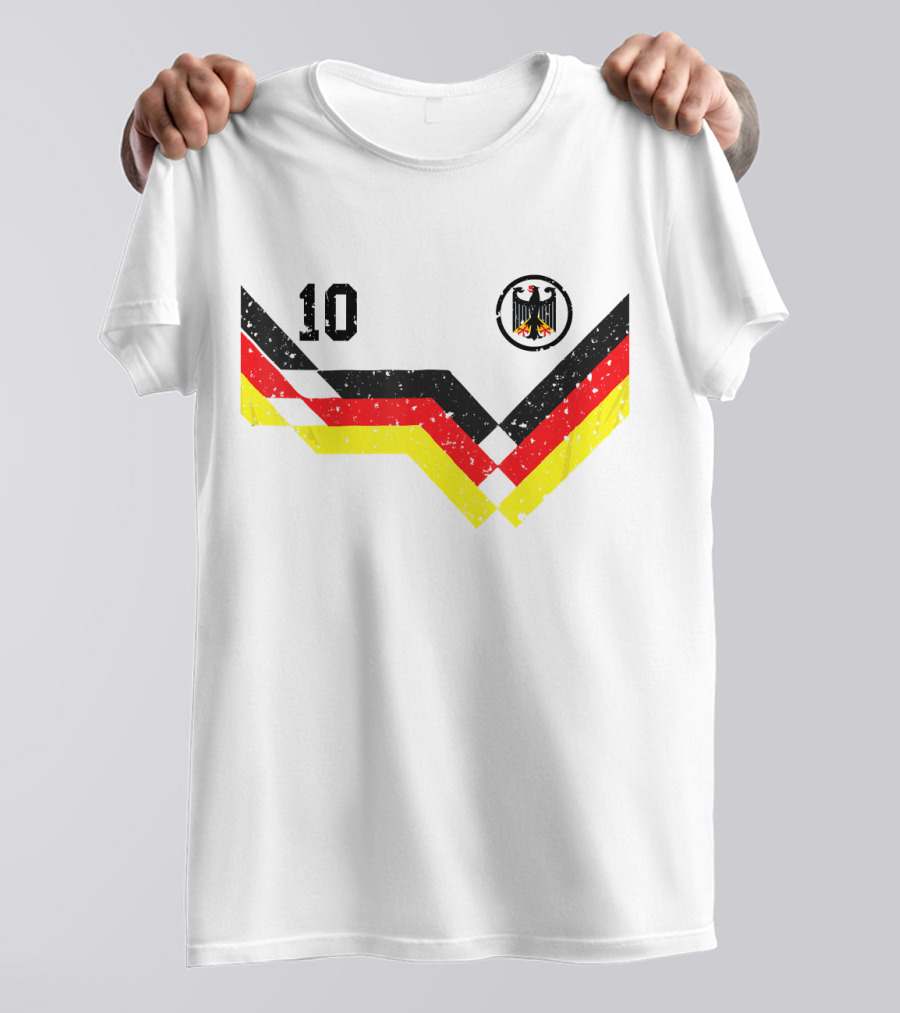 10 Deutschland Black Red Yellow Chevron And Eagle Emblem T-Shirt