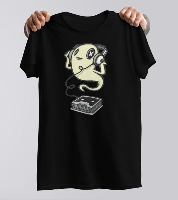 Ghost Listening To Music With Retro Cassette Player T-Shirt