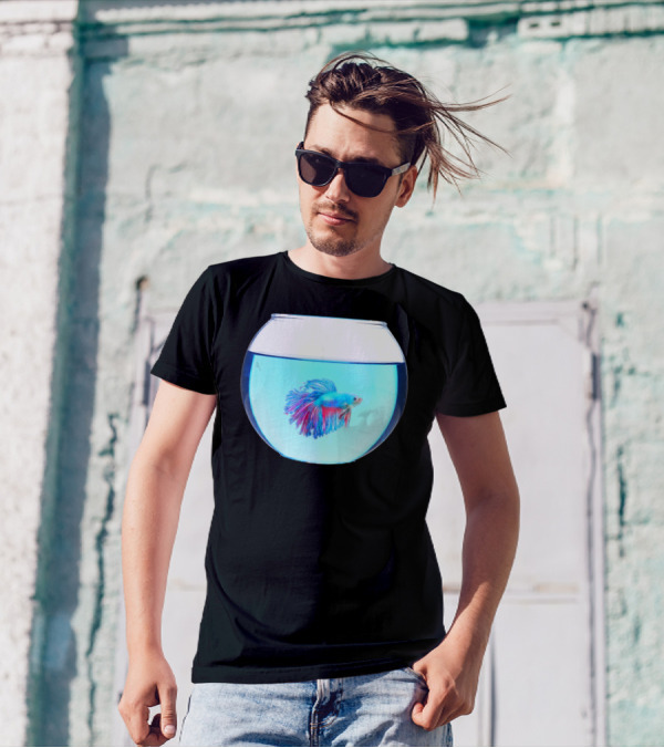 Betta Fish In Glass Bowl Vibrant Aquatic Display T-Shirt