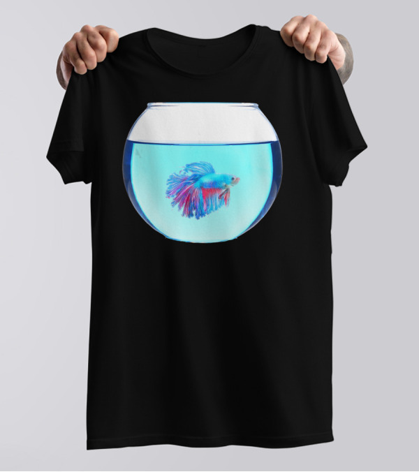Betta Fish In Glass Bowl Vibrant Aquatic Display T-Shirt
