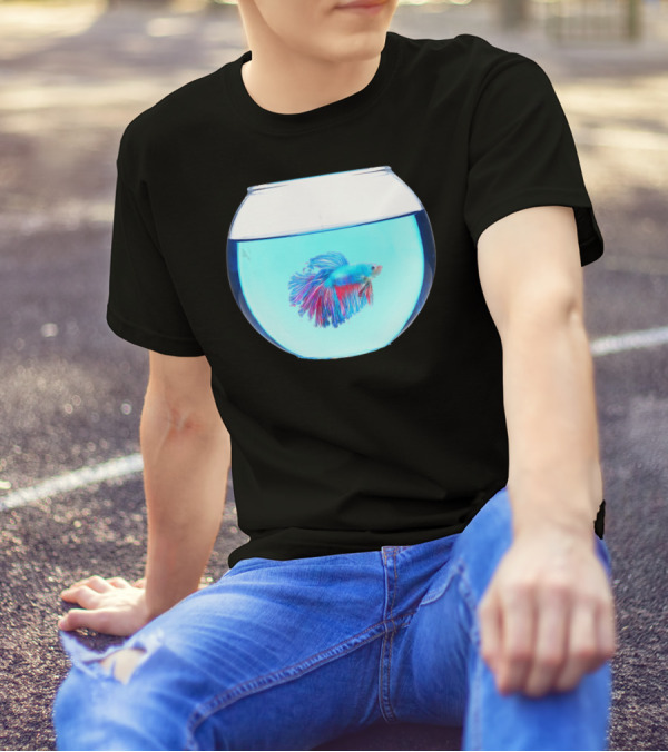 Betta Fish In Glass Bowl Vibrant Aquatic Display T-Shirt