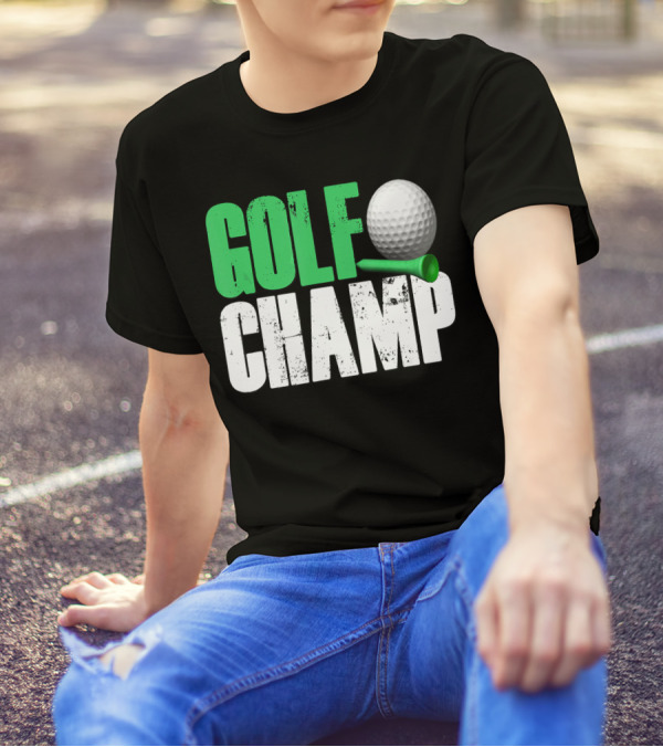 Golf Champ Golfing Ball Dad Grandpa Green T-Shirt