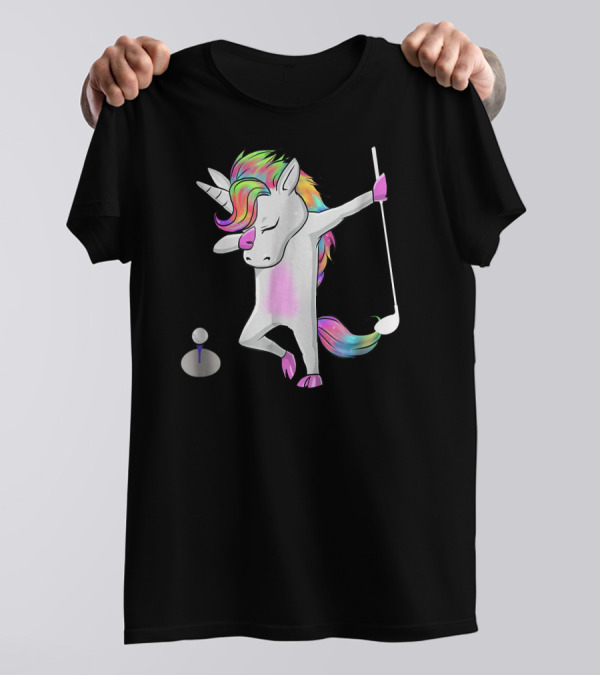 Golf Dabbing Unicorn Funny Dab Dance Rainbow Mane T-Shirt