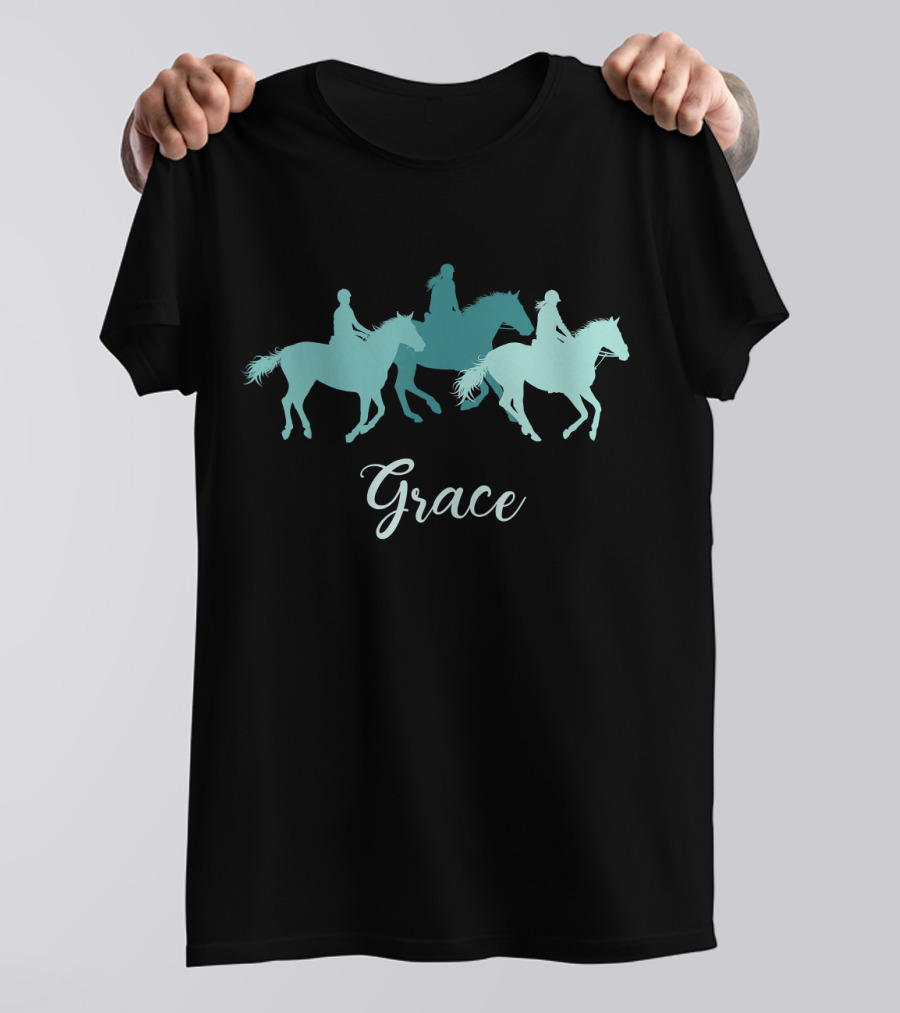 Grace Horse Girl Personalized Name Birthday T-Shirt