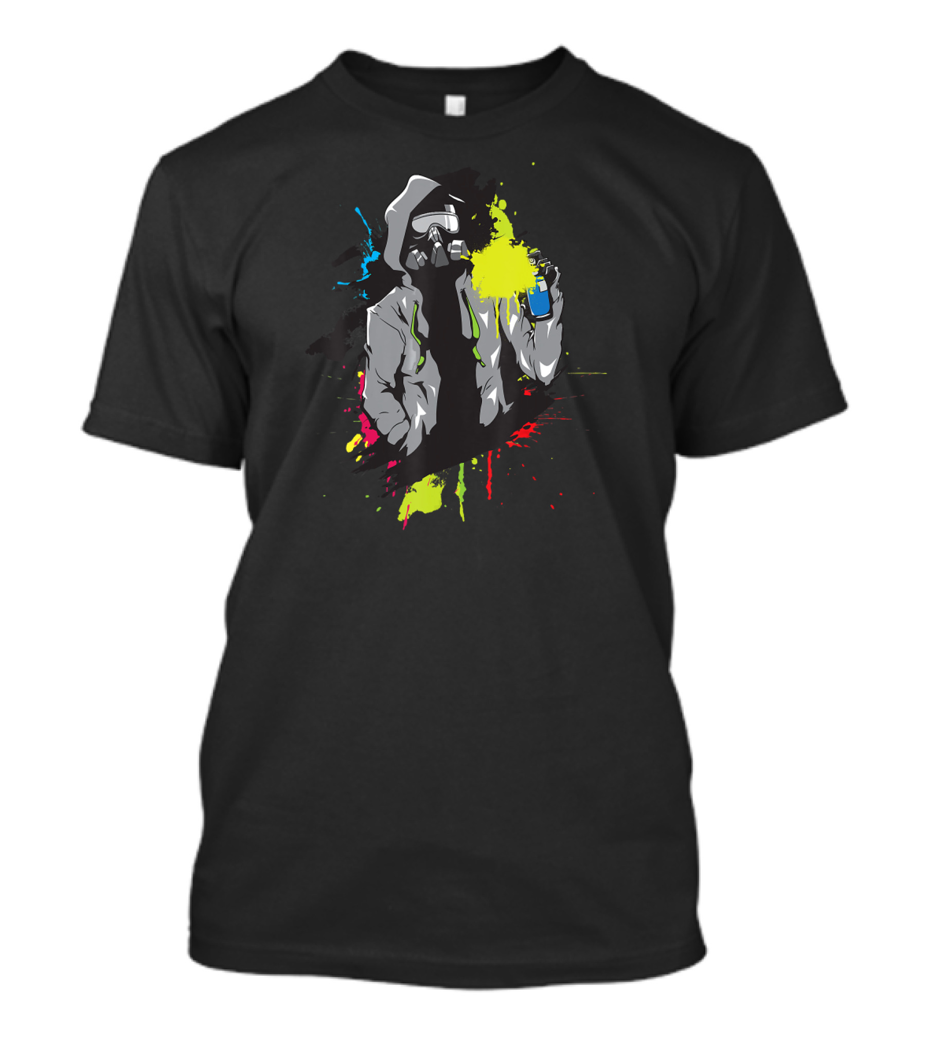 Graffiti Artist In Hoodie With Spray Paint Splash T-Shirt