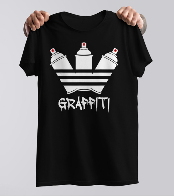 Graffiti Spray Cans Red Nozzle Striped Crown T-Shirt