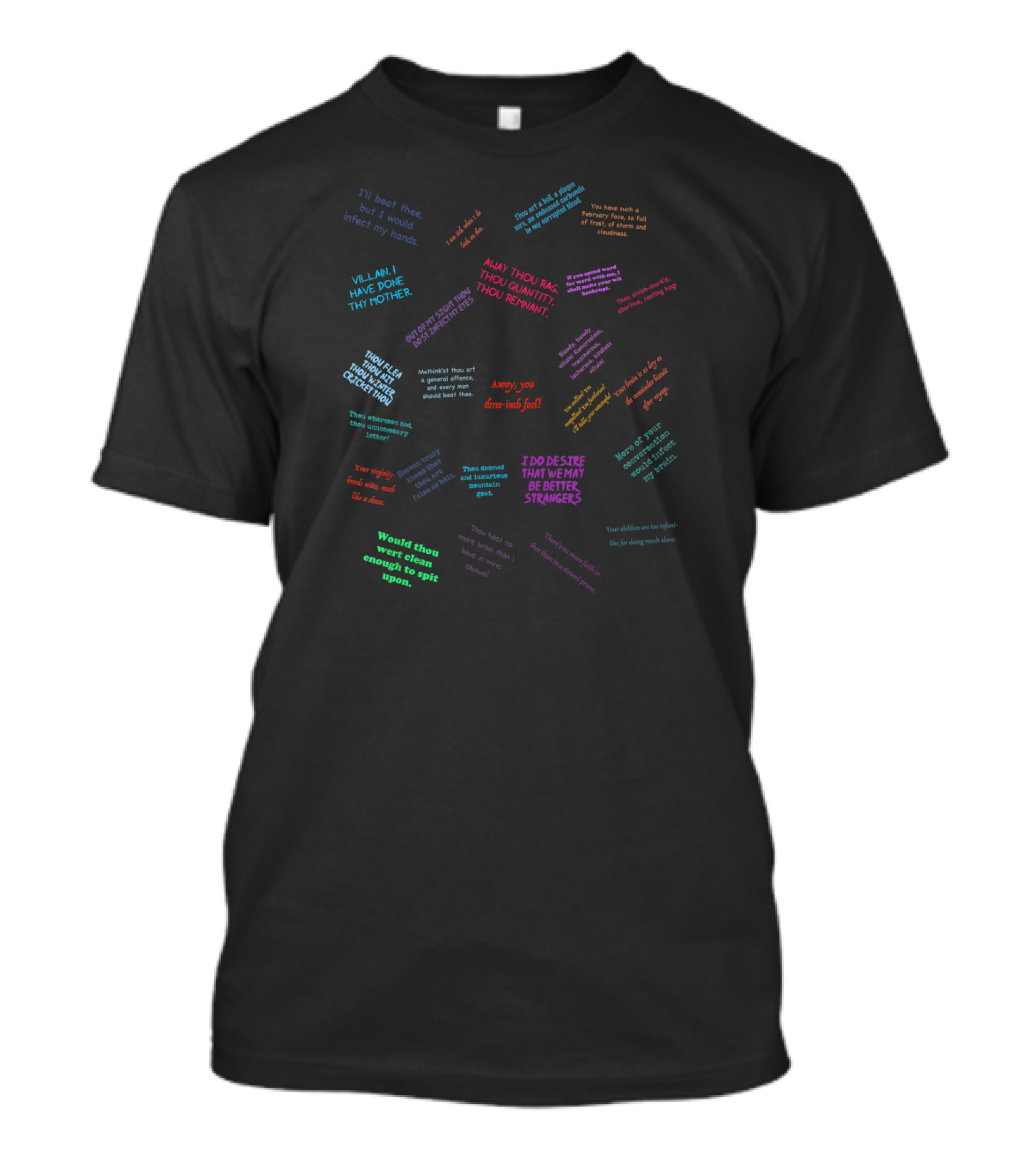 Graffiti Wall Collection Of Shakespearean Insults In Vibrant Colors T-Shirt