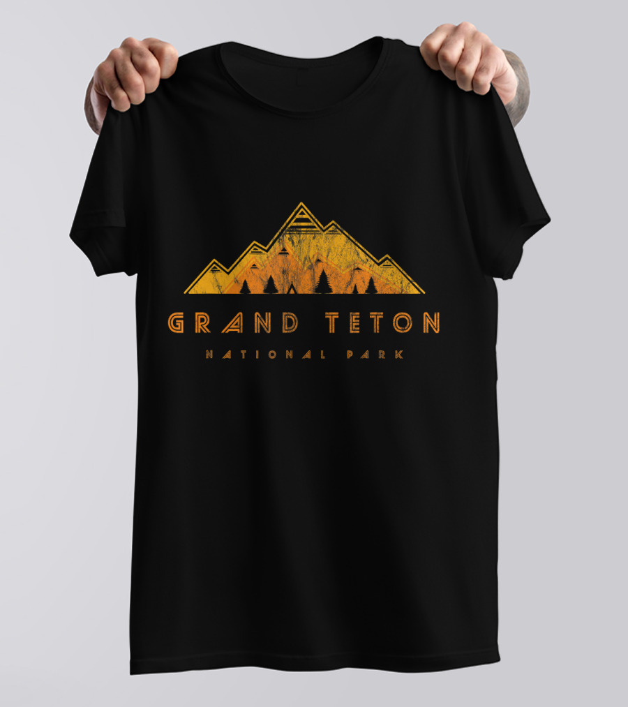 Grand Teton National Park Mountain Silhouette Trees T-Shirt