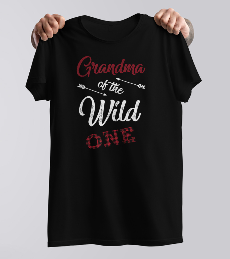 Grandma Of The Wild One With Arrows And Plaid T-Shirt