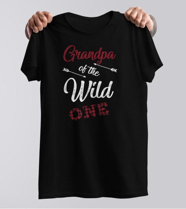 Grandpa Of The Wild One First Birthday Plaid T-Shirt
