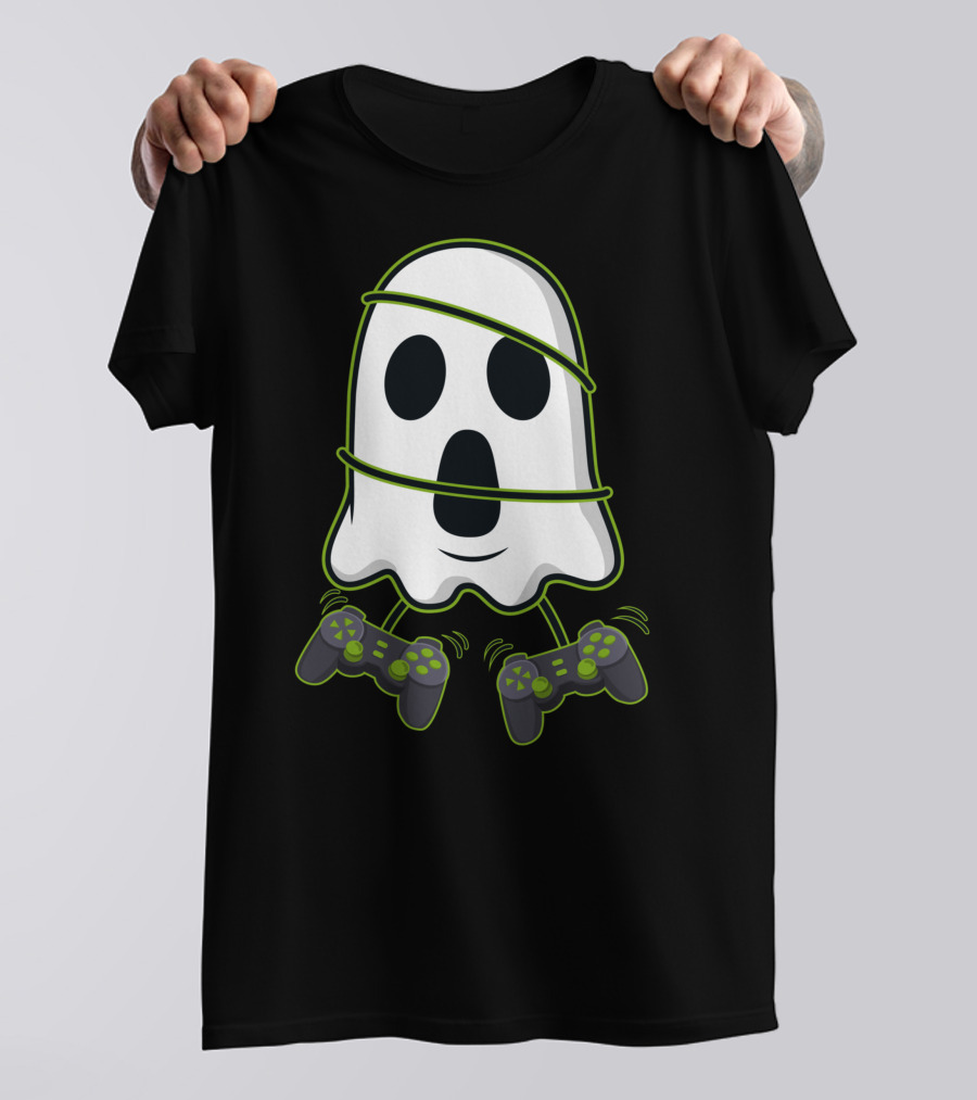 Halloween Ghost Gamer Controllers Spooky Play T-Shirt