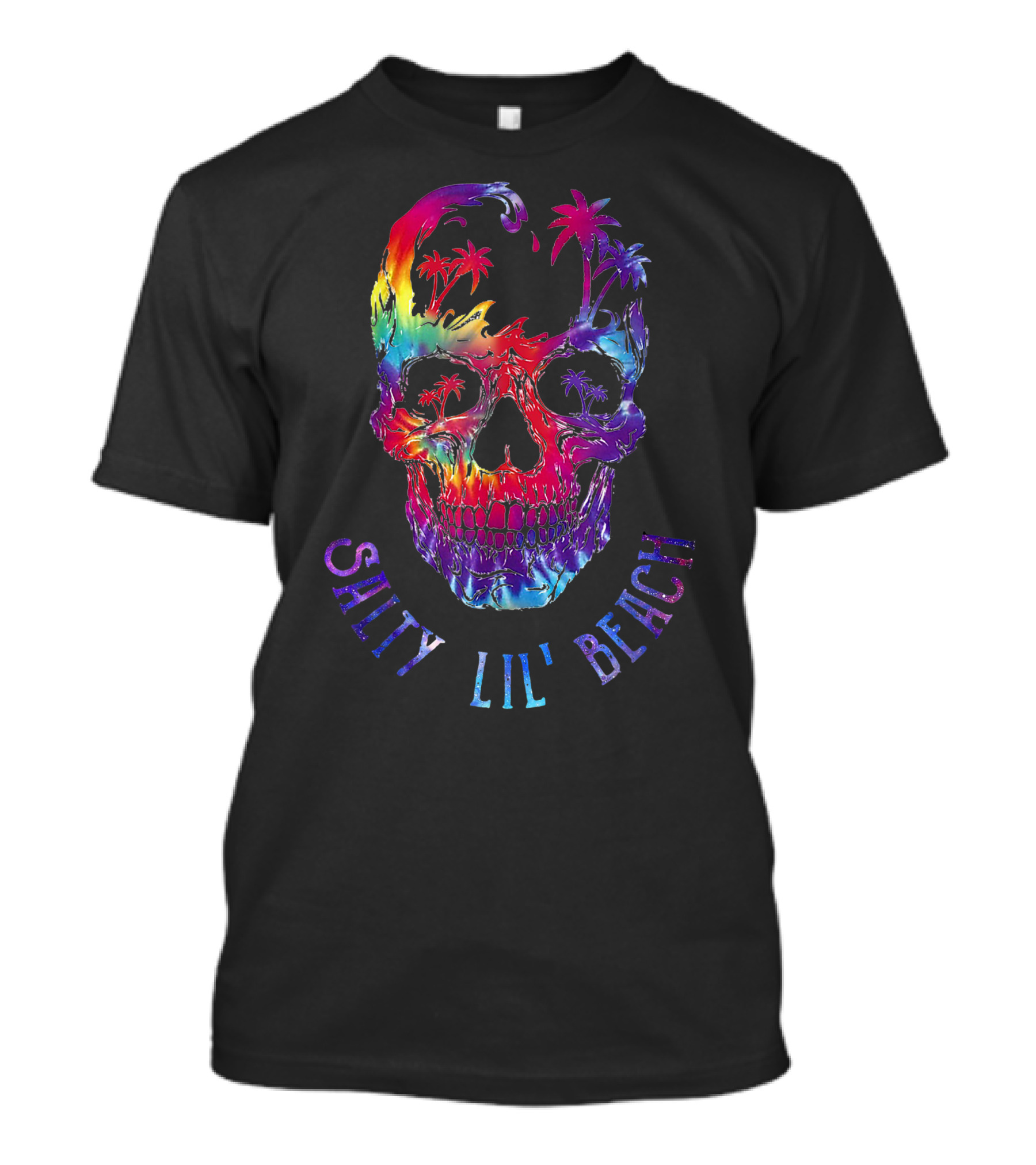 Salty Lil Beach Tie-Dye Skull With Palm Trees T-Shirt