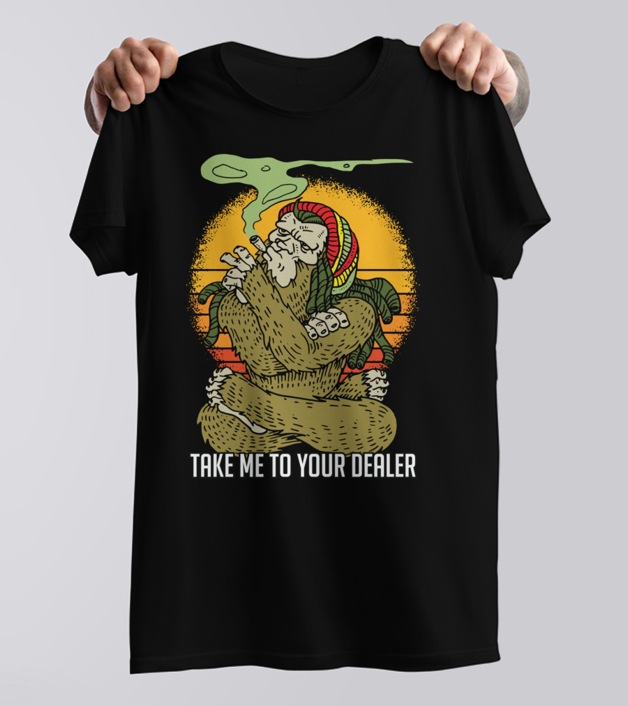 Take Me To Your Dealer Bigfoot Smoking Weed Vintage T-Shirt