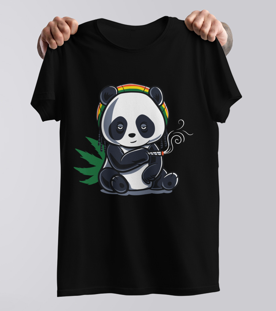 Weed Smoking Panda Rasta Cannabis Stoner THC CBD 420 T-Shirt