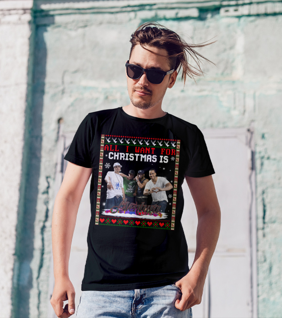 All I Want For Christmas Is Aventura Celebration With Snowflakes And Festive Border T-Shirt