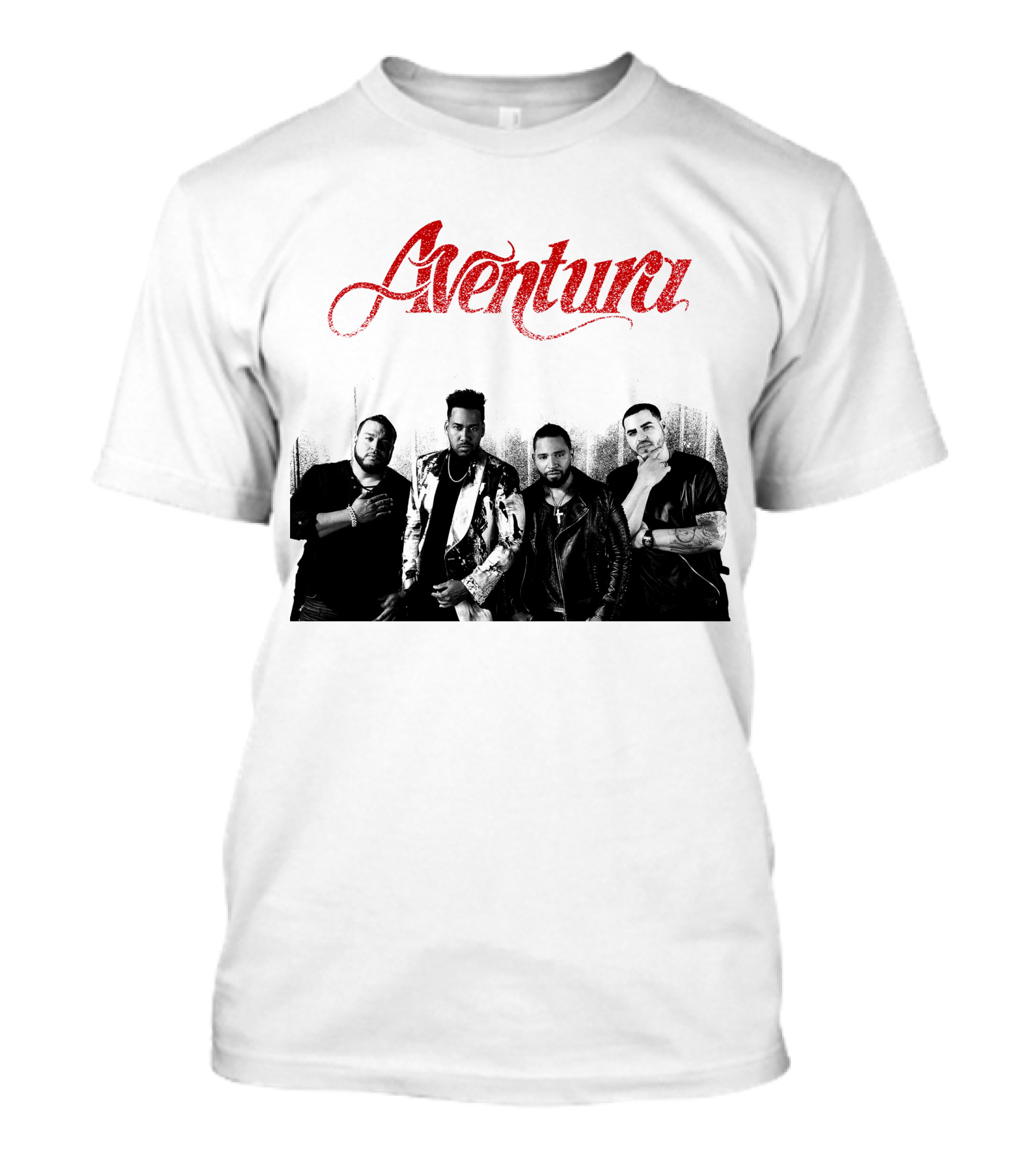 Aventura Band Vintage Black And White Red Script T-Shirt