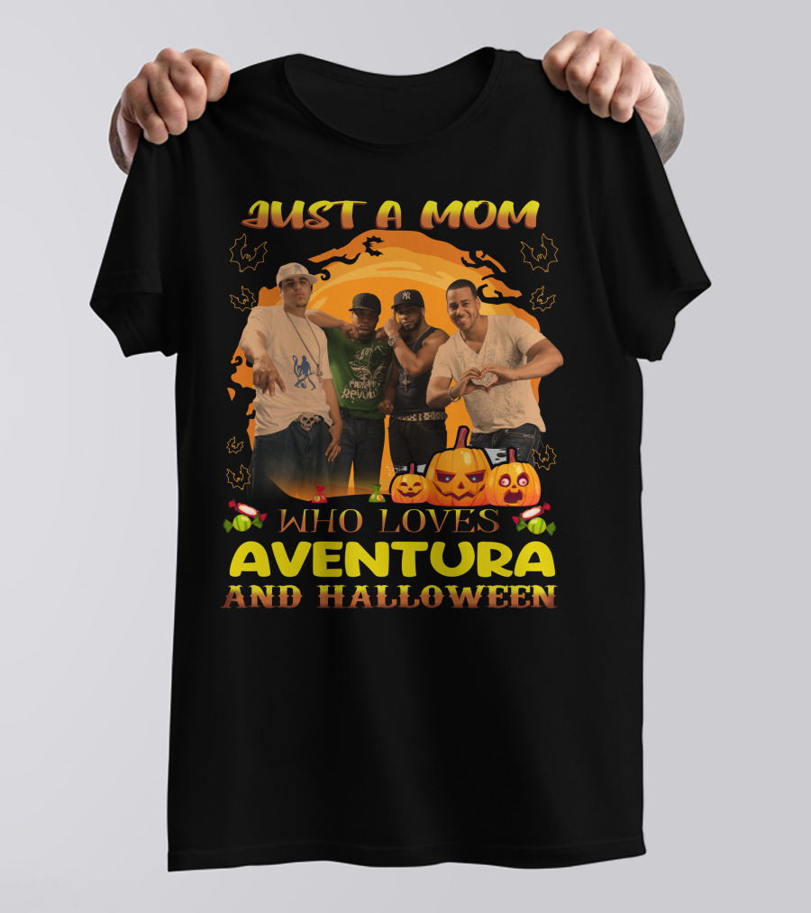 Just A Mom Who Loves Aventura Halloween Pumpkins Bats T-Shirt